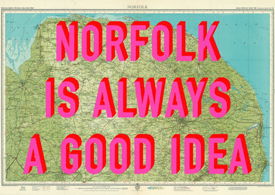 Norfolk Retro Pop Art Map Print