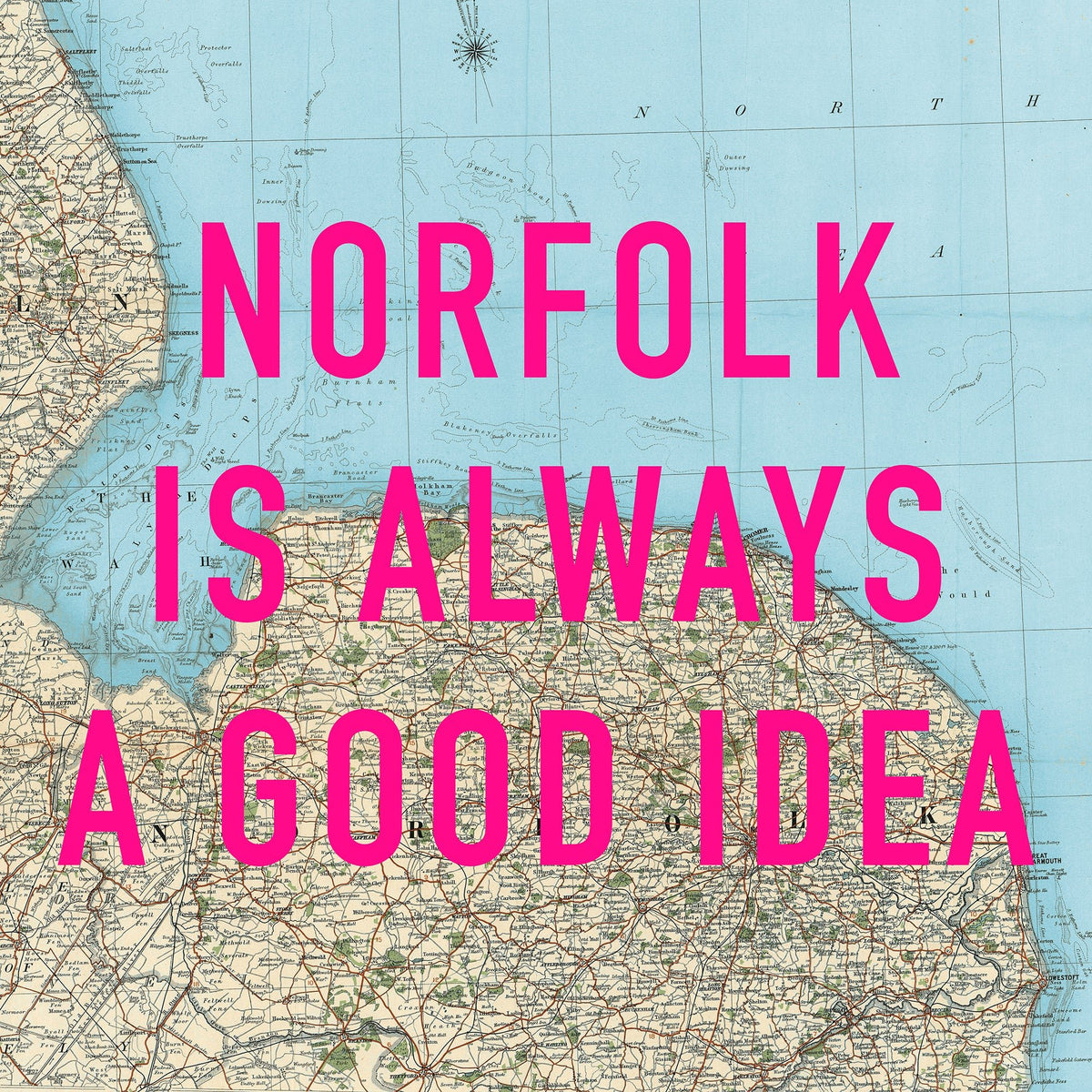 Norfolk Retro Pop Art Map Print