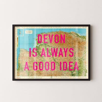 North Devon Retro Pop Art Map Print - Magic Posters