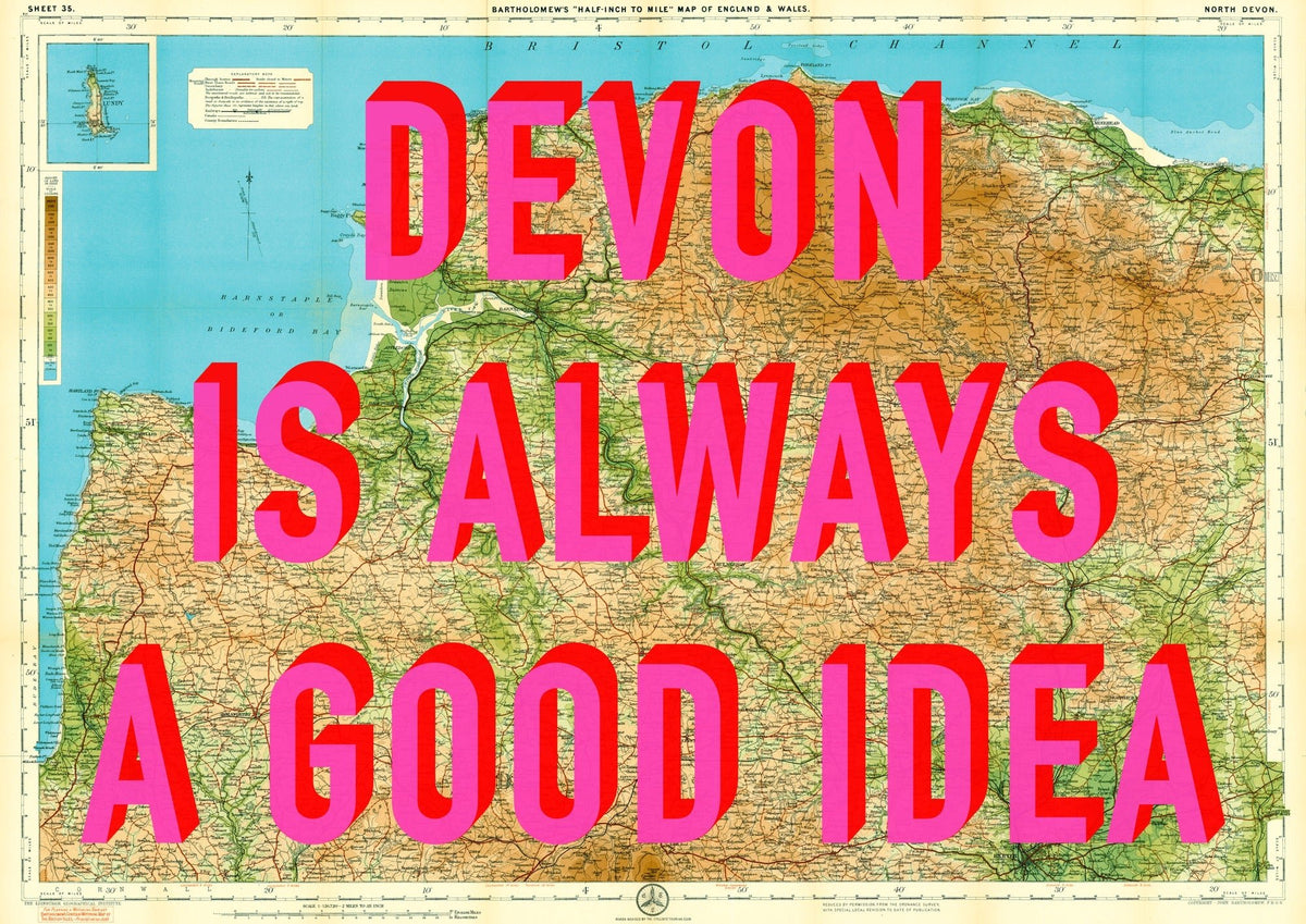 North Devon Retro Pop Art Map Print