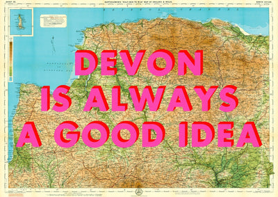 North Devon Retro Pop Art Map Print