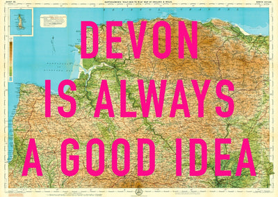 North Devon Retro Pop Art Map Print