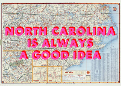 North Carolina Retro Pop Art Map Print (landscape) - Magic Posters