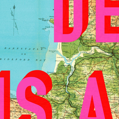 North Devon Retro Pop Art Map Print