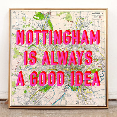 Nottingham Retro Pop Art Map Print (Square) - Magic Posters
