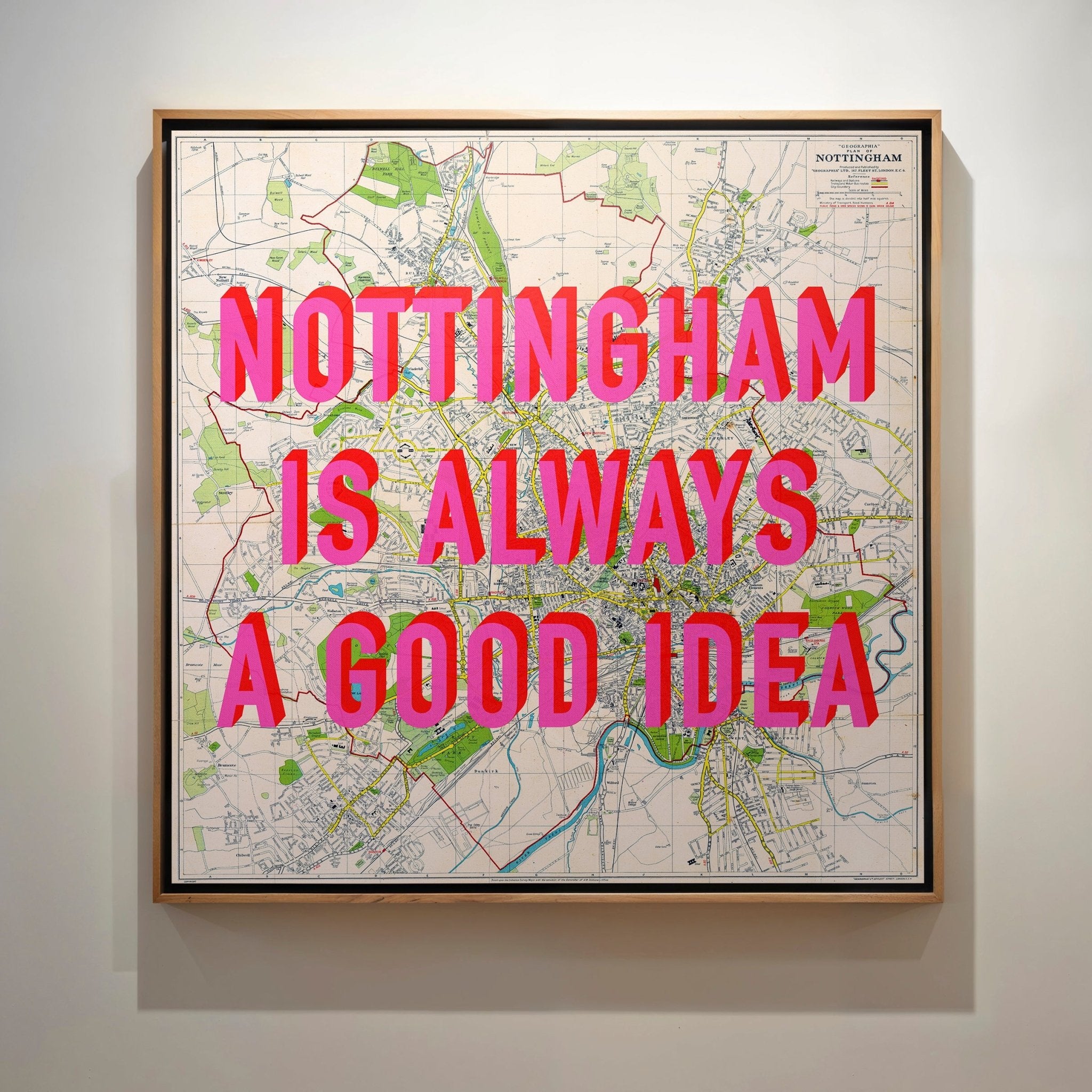 Nottingham Retro Pop Art Map Print (Square) - Magic Posters