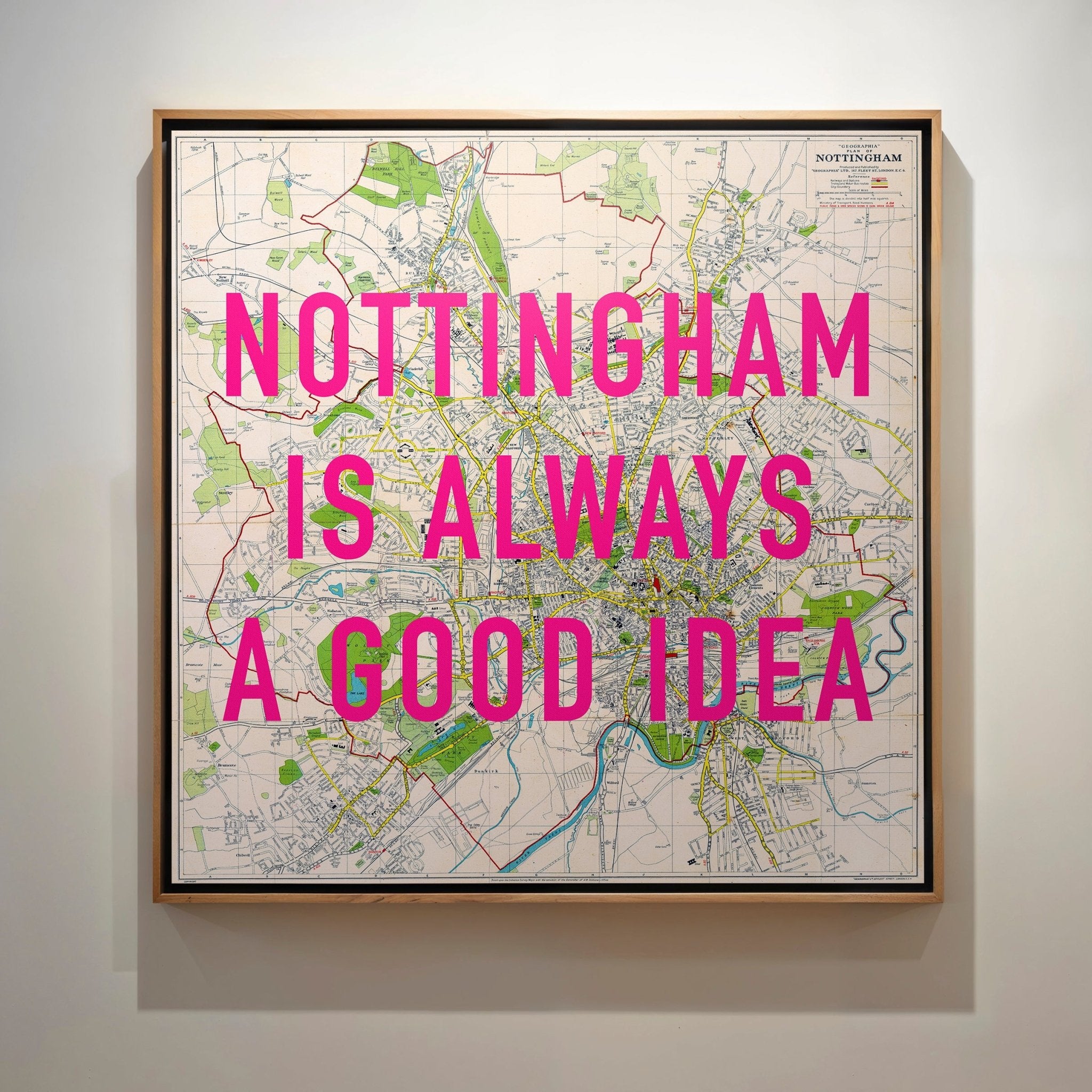 Nottingham Retro Pop Art Map Print (Square) - Magic Posters