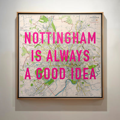 Nottingham Retro Pop Art Map Print (Square) - Magic Posters