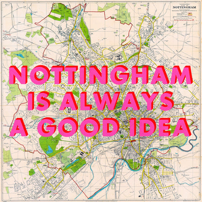 Nottingham Retro Pop Art Map Print (Square)