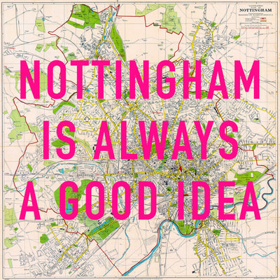 Nottingham Retro Pop Art Map Print (Square)