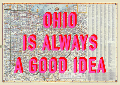 Ohio Retro Pop Art Map Print (landscape)