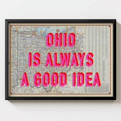 Ohio Retro Pop Art Map Print (landscape) - Magic Posters