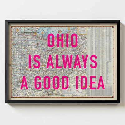 Ohio Retro Pop Art Map Print (landscape) - Magic Posters