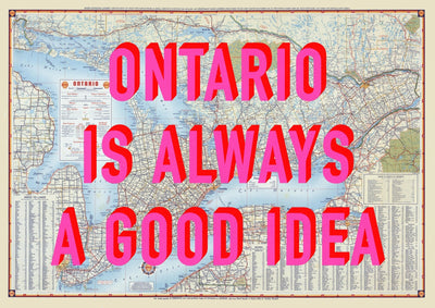 Ontario Retro Pop Art Map Print (landscape)
