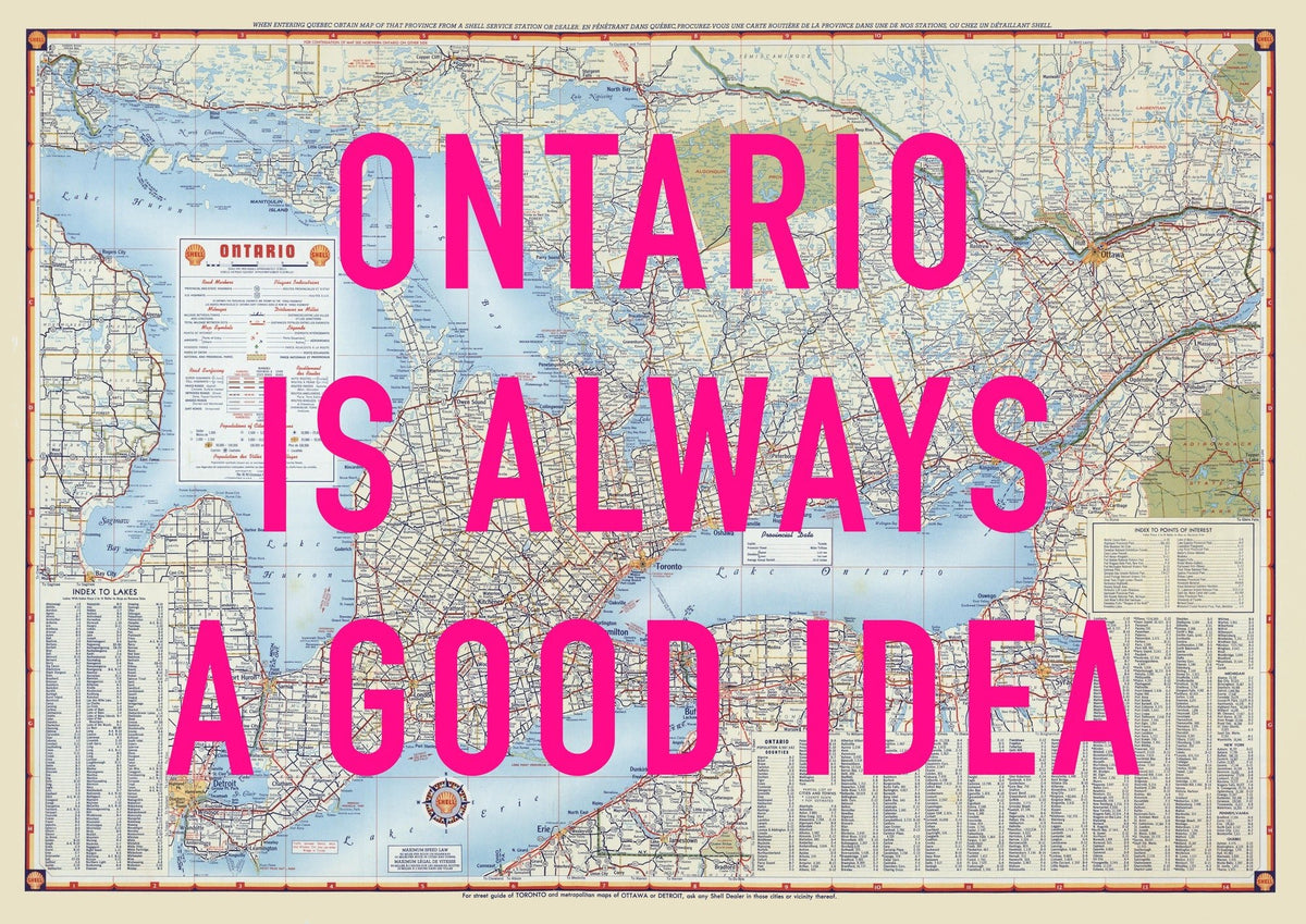 Ontario Retro Pop Art Map Print (landscape)