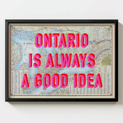 Ontario Retro Pop Art Map Print (landscape) - Magic Posters