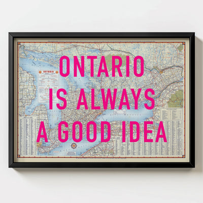 Ontario Retro Pop Art Map Print (landscape) - Magic Posters