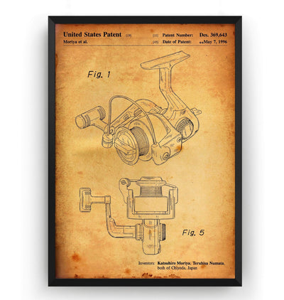 Open Face Spinning Fishing Reel 1996  Patent Print - Magic Posters