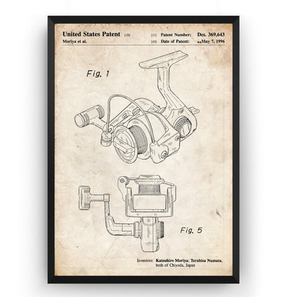 Open Face Spinning Fishing Reel 1996  Patent Print - Magic Posters