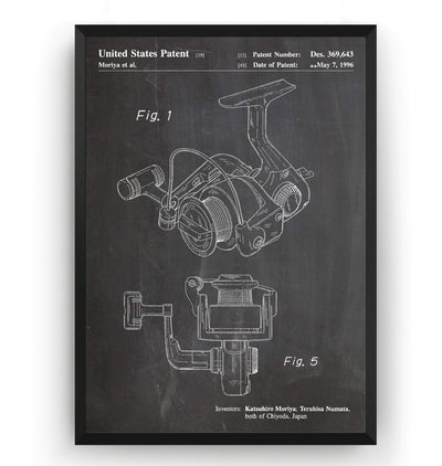 Open Face Spinning Fishing Reel 1996  Patent Print - Magic Posters