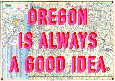 Oregon Retro Pop Art Map Print (landscape V1)
