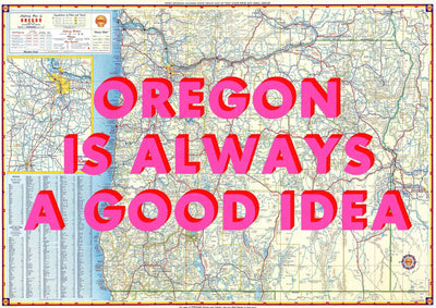 Oregon Retro Pop Art Map Print (landscape V1)