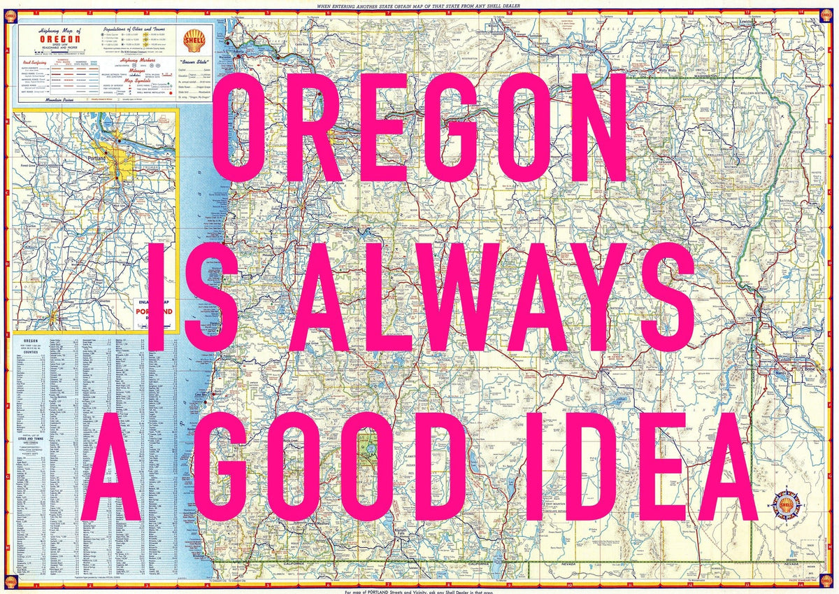Oregon Retro Pop Art Map Print (landscape V1)