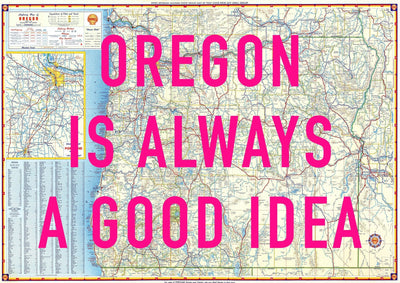 Oregon Retro Pop Art Map Print (landscape V1)