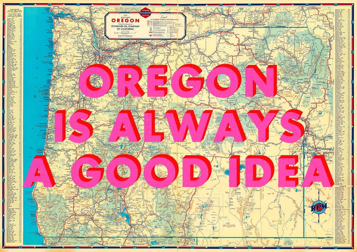 Oregon Retro Pop Art Map Print (landscape V2)