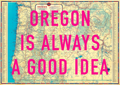 Oregon Retro Pop Art Map Print (landscape V2)