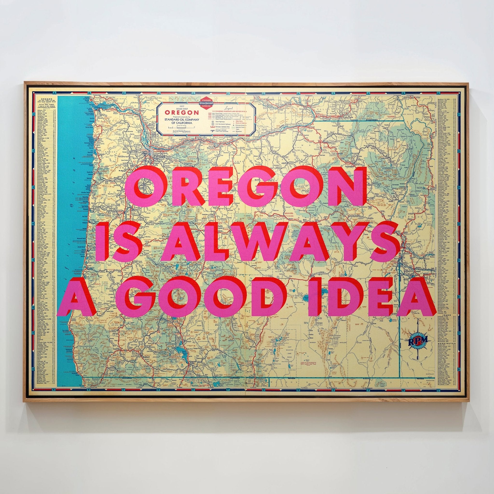Oregon Retro Pop Art Map Print (landscape V2) - Magic Posters