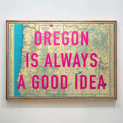 Oregon Retro Pop Art Map Print (landscape V2) - Magic Posters