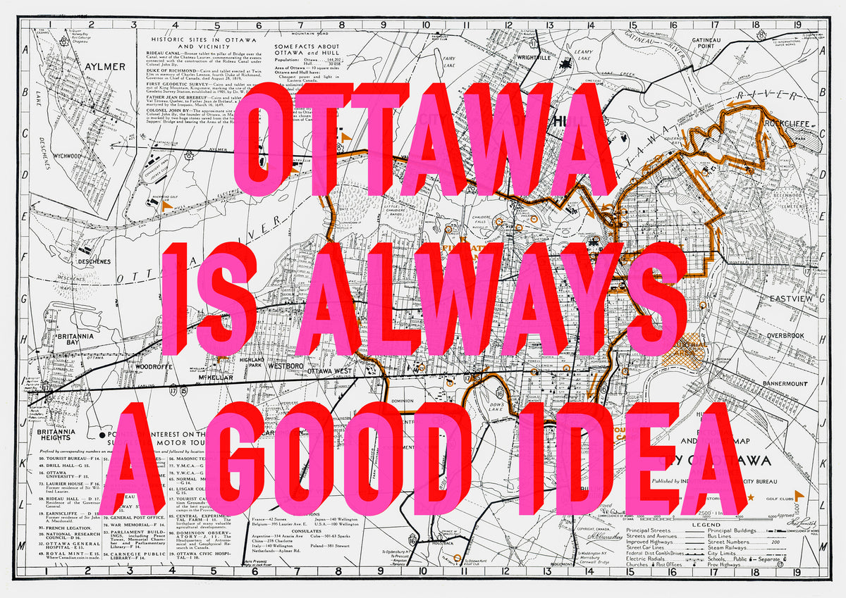 Ottawa Retro Pop Art Map Print (landscape) - Magic Posters