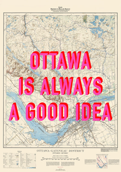 Ottawa Retro Pop Art Map Print (portrait) - Magic Posters