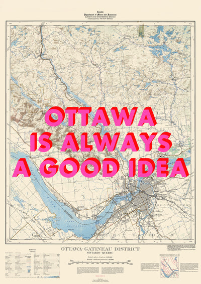 Ottawa Retro Pop Art Map Print (portrait) - Magic Posters
