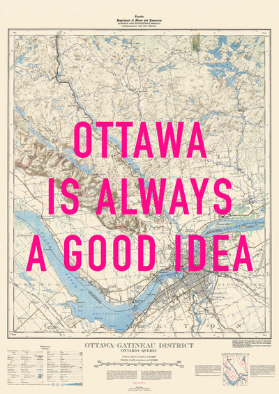 Ottawa Retro Pop Art Map Print (portrait) - Magic Posters
