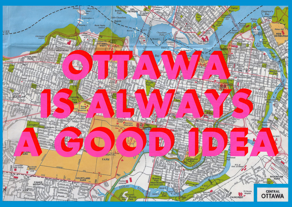 Ottawa Retro Pop Art Map Print (landscape V2) - Magic Posters