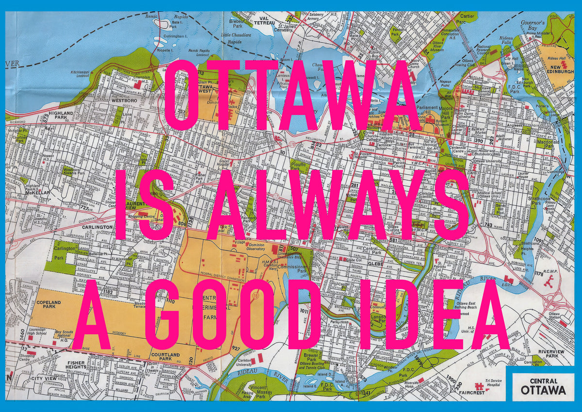 Ottawa Retro Pop Art Map Print (landscape V2) - Magic Posters