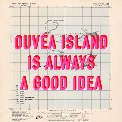 Ouvéa Island Retro Pop Art Map Print (square) - Magic Posters