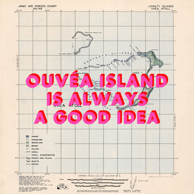 Ouvéa Island Retro Pop Art Map Print (square) - Magic Posters