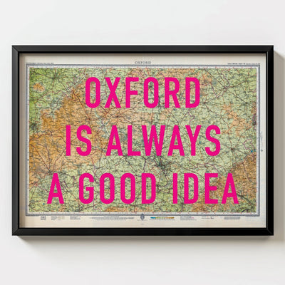 Oxford Retro Pop Art Map Print - black frame mockup - Magic Posters