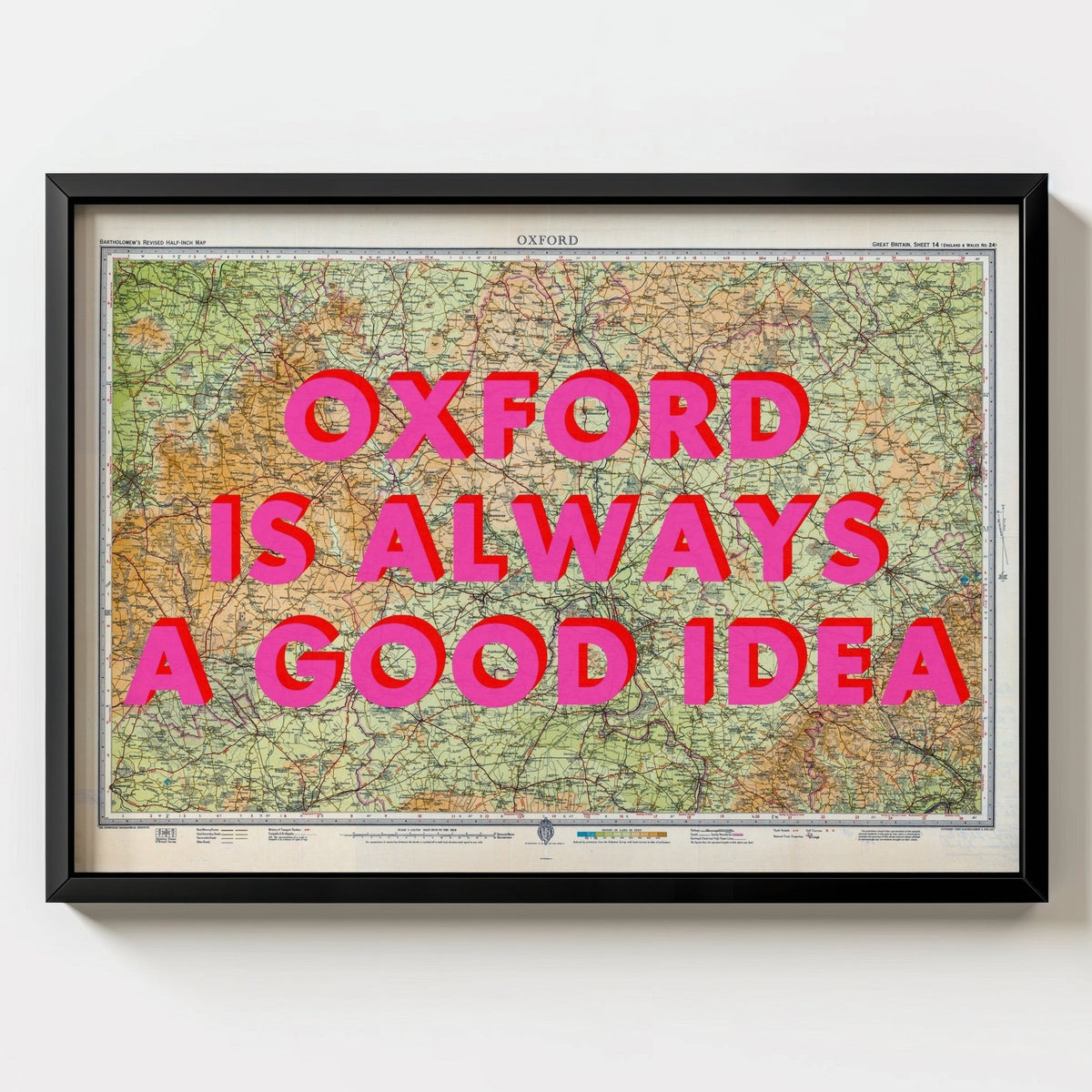 Oxford Retro Pop Art Map Print - black frame mockup - Magic Posters