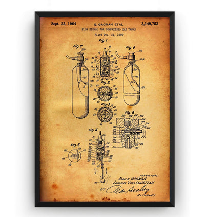 Oxygen Tank 1964 Patent Print - Magic Posters