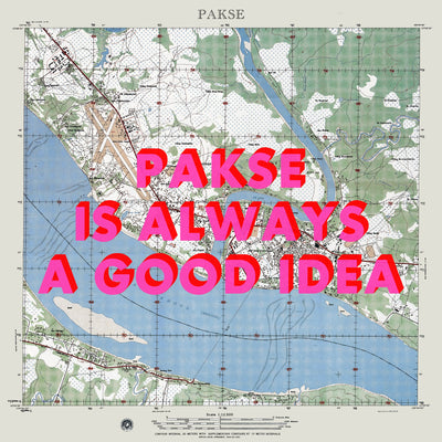 Pakse Retro Pop Art Map Print (square) - Magic Posters