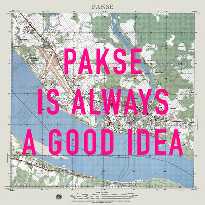 Pakse Retro Pop Art Map Print (square) - Magic Posters