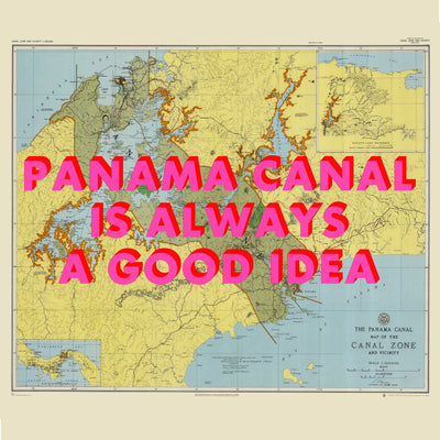 Panama Canal Retro Pop Art Map Print (square)