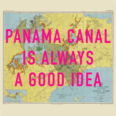 Panama Canal Retro Pop Art Map Print (square)