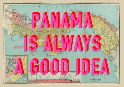 Panama Retro Pop Art Map Print (landscape)