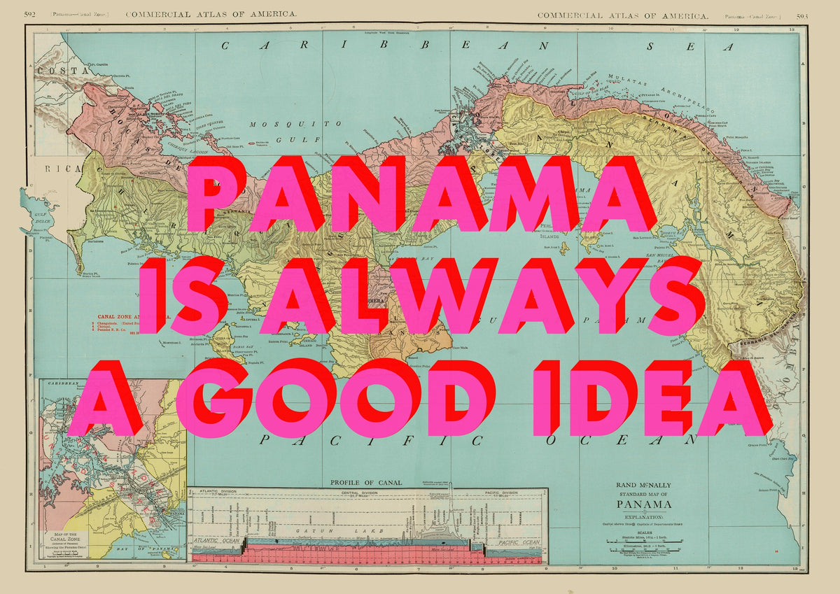 Panama Retro Pop Art Map Print (landscape)