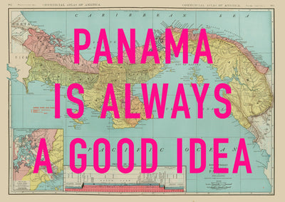 Panama Retro Pop Art Map Print (landscape)